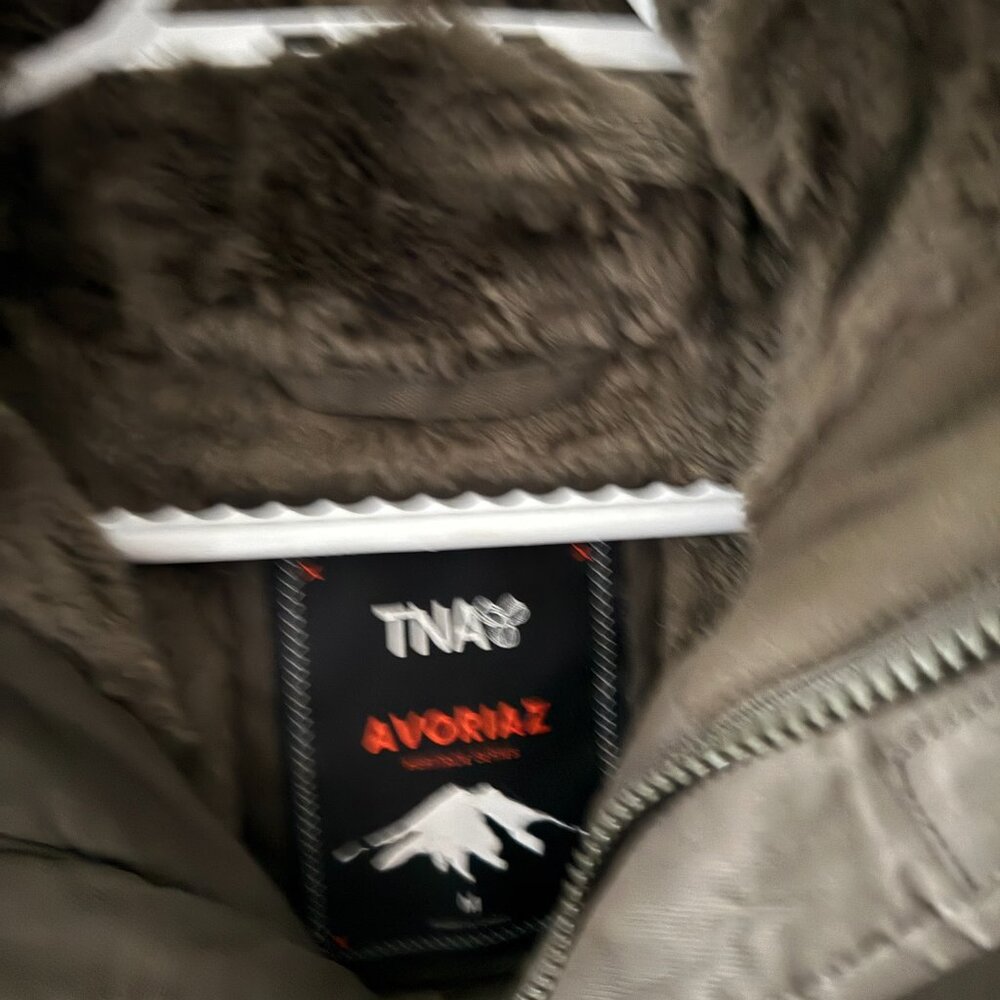 TNA Olive Green Puffer Jacket with Fur Hood - Picture 4 of 8